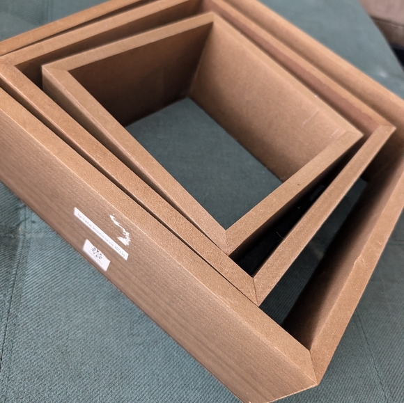 Set of 3 Grey Taupe Brown Square Nesting Boxes Shelves 12" - Picture 3 of 10